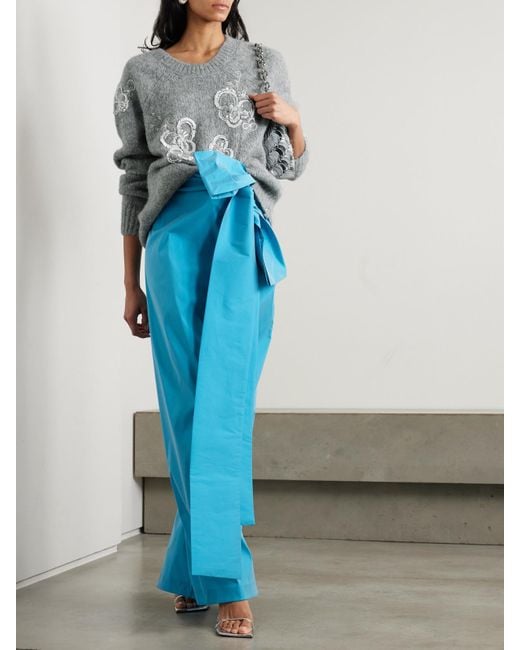 BERNADETTE Gray Orchidea Crystal And Sequin-Embellished Alpaca-Blend Sweater