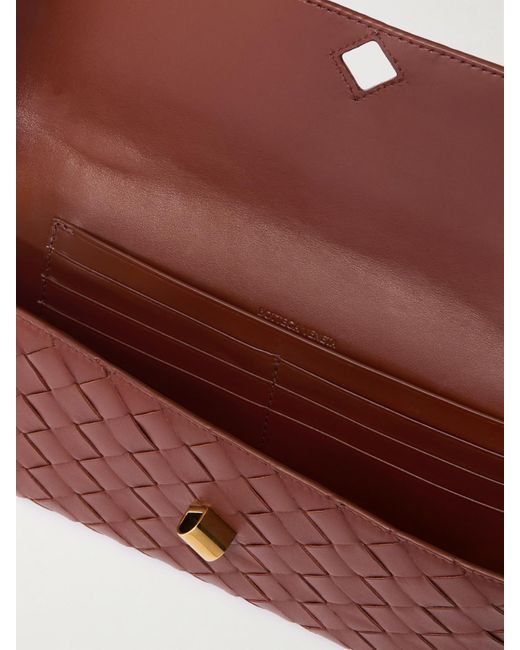 Bottega Veneta Red Long Andiamo Clutch Aus Intrecciato-Leder