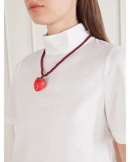 Jennifer Behr Red Fragola Beads, Resin And-Tone Necklace