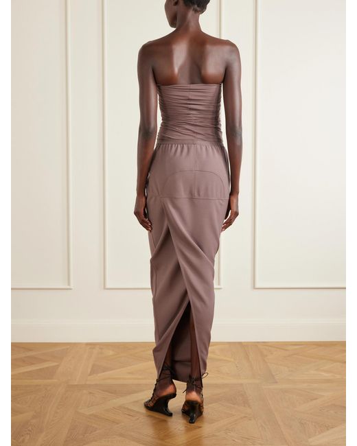 Rick Owens Purple Soft Pillar Wool-Stretch Maxi Skirt