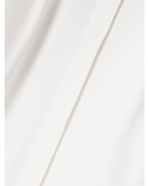 Tibi White Asymmetric Pleated Cotton-Poplin Midi Shirt Dress