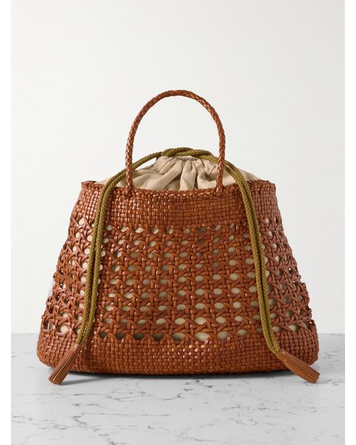 Dragon Diffusion Brown Santa Cano Woven Leather Tote