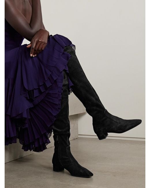 Aquazzura Black Remi 35 Suede Over-The-Knee Boots