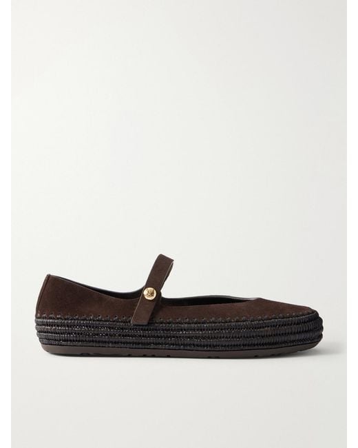 Loewe White Paula's Ibiza Rio Suede Mary Jane Espadrilles