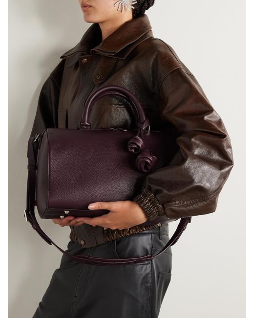 Magda Butrym Purple Varsovia Embellished Textured-Leather Tote Bag