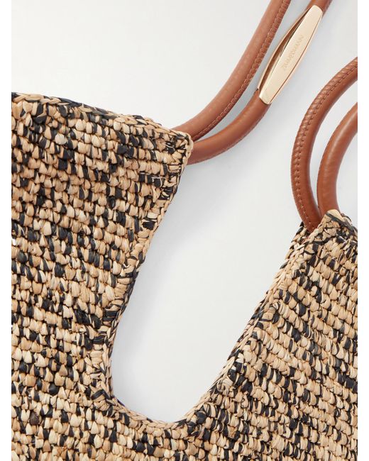Zimmermann Natural Goldentime Mittelgroße Tote Aus Raffiabast Mit Lederbesätzen Und Verzierung