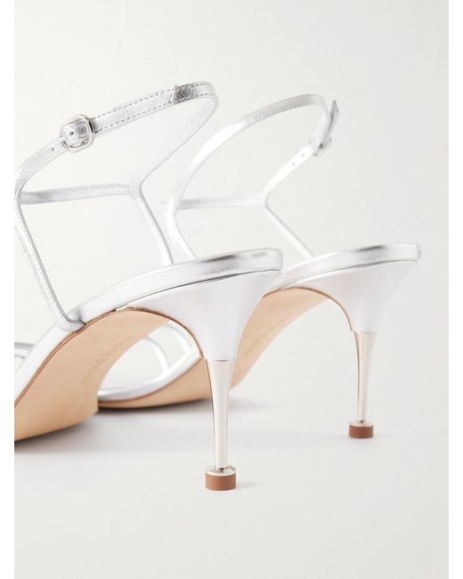 Manolo Blahnik Natural Ciagalo 70 Metallic Leather Sandals