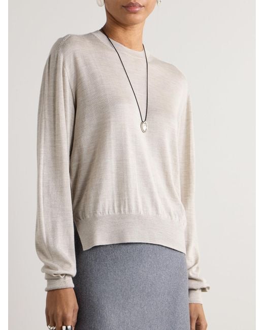 Jil Sander White Pullover Aus Einer Mischung Aus Kaschmir, Wolle Und Seide