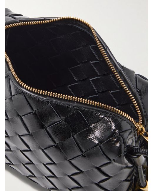 Bottega Veneta Black Loop Mini Intrecciato Leather Shoulder Bag