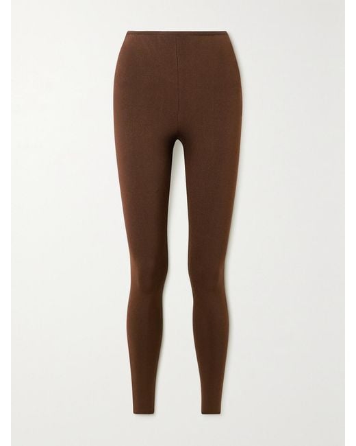 FFORME Brown Net Sustain Anya Organic Silk-Blend Leggings