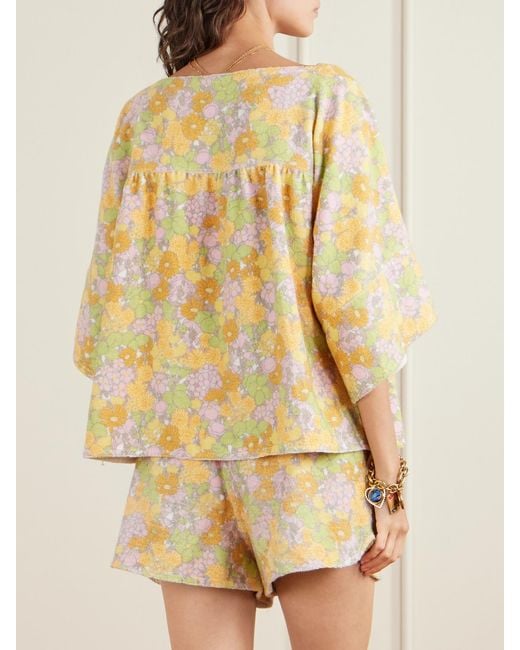 Chloé Metallic Flower-Print Cotton Tunic