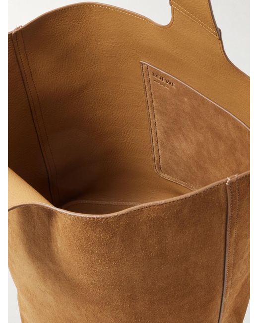 Loewe White Pebble Embellished Suede Bucket Bag