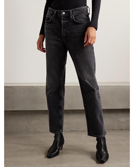 Agolde Blue Valen Mid-Rise Straight-Leg Jeans
