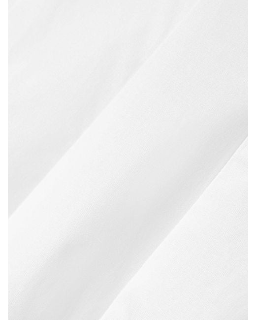 Staud White Wells Pleated Cotton-Blend Poplin Midi Dress