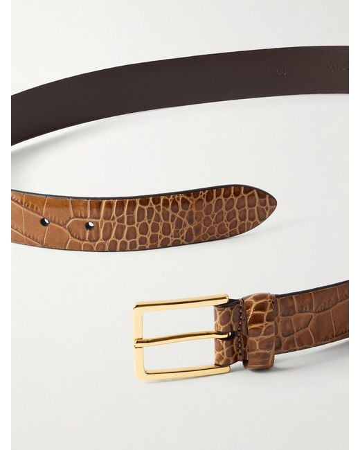 Andersons Brown Croc-Effect Leather Belt