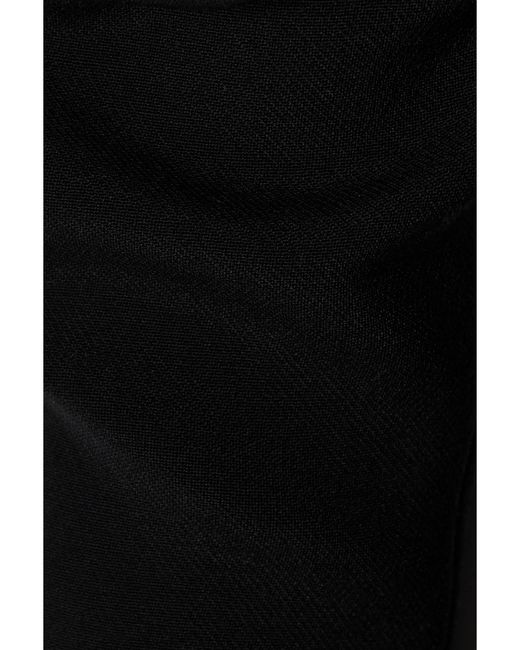 LIBEROWE Black Net Sustain Off-The-Shoulder Gathered Wool Mini Dress