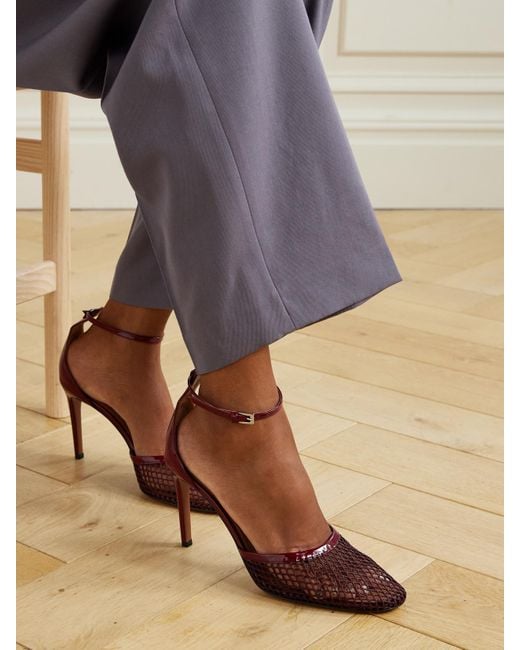 Alaïa Red 90 Pumps Aus Netzmaterial Und Lackleder