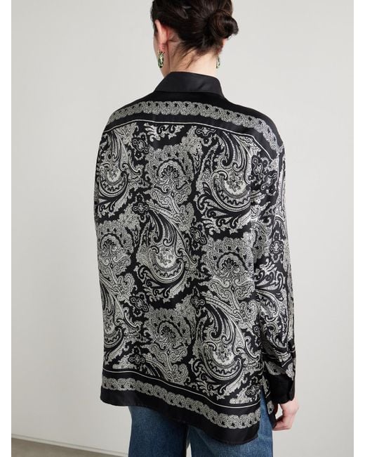Nili Lotan Black Alfie Hemd Aus Seiden-Twill Mit Paisley-Print