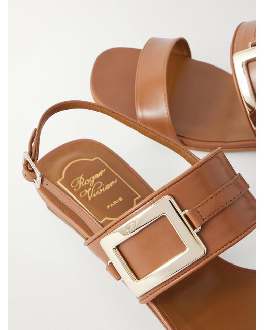 Roger Vivier Brown Belle Vivier 20 Embellished Leather Sandals