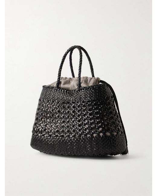 Dragon Diffusion Black Santa Cano Woven Leather Tote Bag