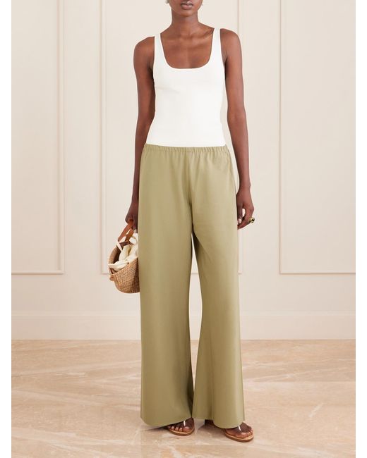 La Ligne Natural Colby Cotton-Poplin Wide-Leg Pants