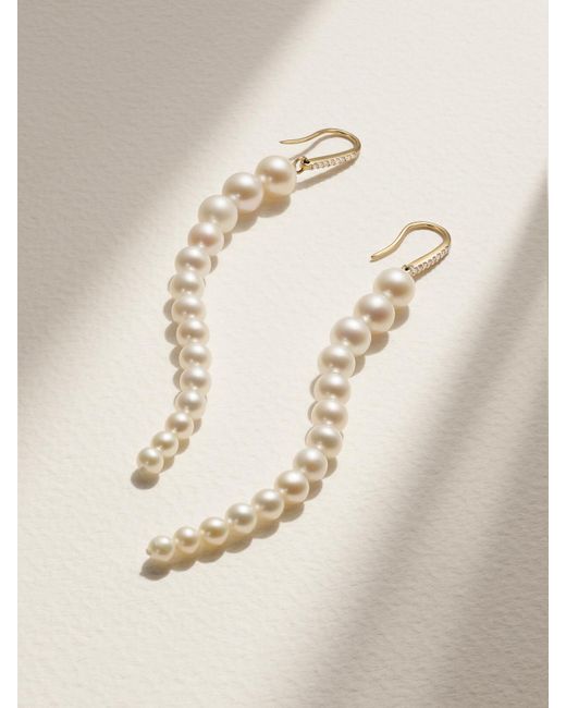 Mateo White 14-Karat, Pearl And Diamond Earrings