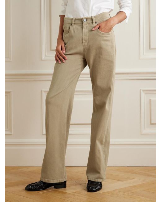 Brunello Cucinelli Natural Stretch Cotton-Twill Straight-Leg Pants