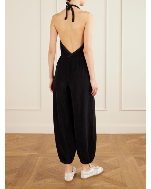 Suzie Kondi Black Anna Cotton-Blend Terry Halterneck Jumpsuit