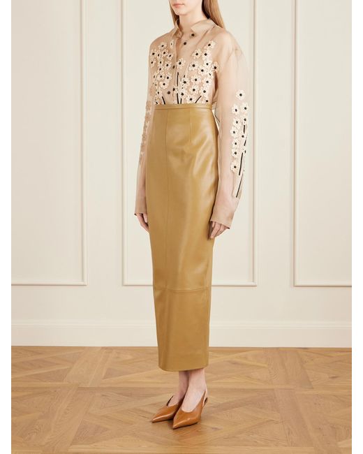 Khaite Natural Appliquéd Embroidered Silk-Organza Shirt