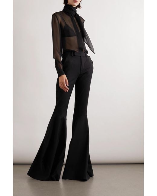 Blouse En Mousseline De Soie À Col Noué Saint Laurent en coloris Black