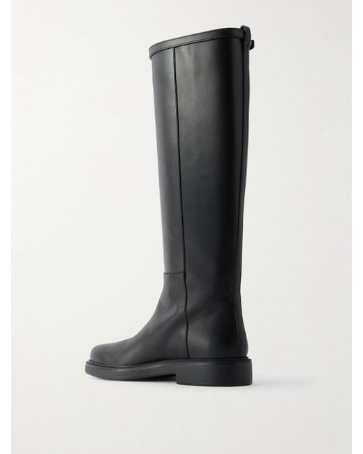 Tod's Black Gomma Kniehohe Stiefel Aus Leder Mit Zierperlen