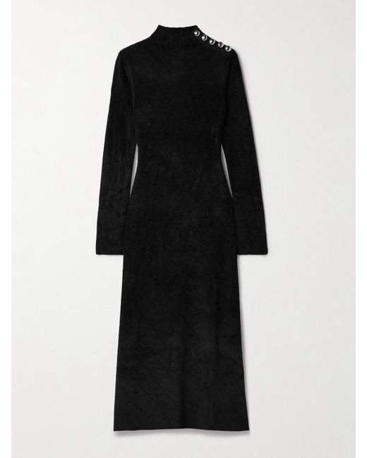 Proenza Schouler Black Pointelle-Knit Chenille Midi Dress