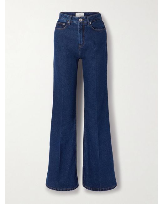 AMI Blue Hoch Sitzende Schlagjeans