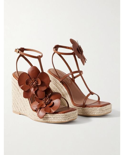 Zimmermann Brown Orchid Espadrille-Wedges Aus Leder Mit Verzierungen