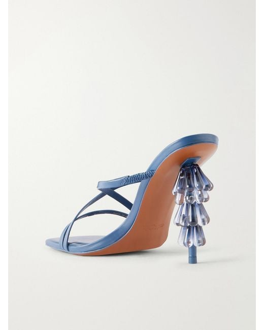 Cult Gaia Blue Sage 90 Bead-Embellished Leather Sandals