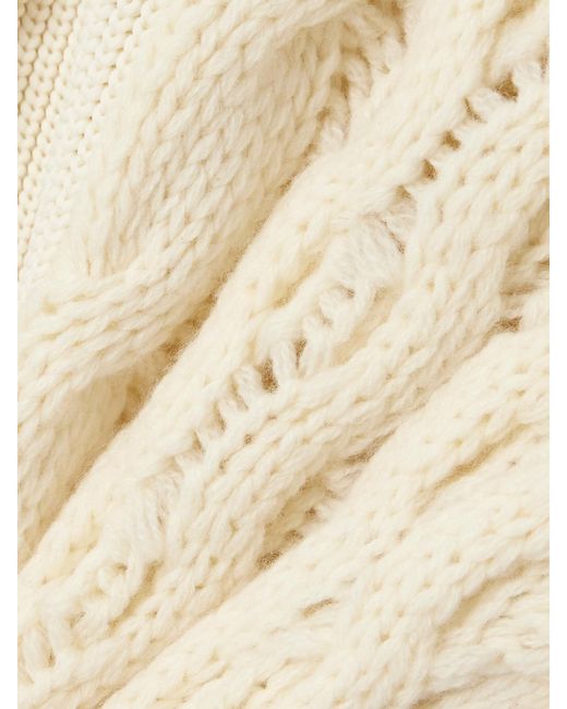 Sacai Natural Paneled Cable-Knit Wool Sweater