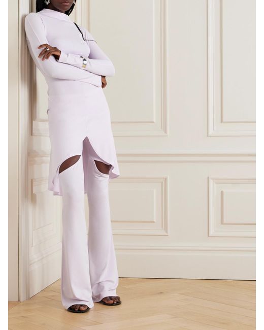 Courreges Pink Ellipse Zip-Detailed Jersey Flared Pants