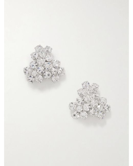 Jennifer Behr White Plated Swarovski Crystal Earrings