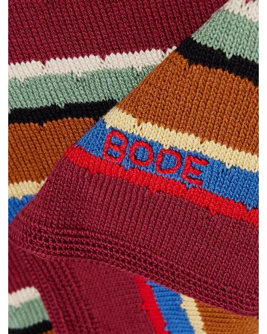 Bode Starkey Embroidered Striped Cotton Camisole