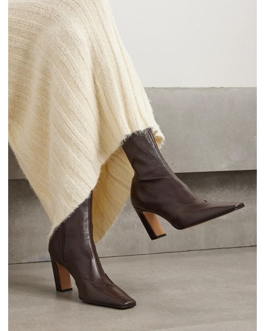 Khaite Brown Nevada Leather Ankle Boots