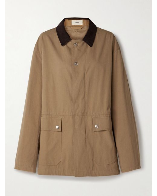 The Row Natural Frank Corduroy-Trimmed Cotton-Canvas Jacket