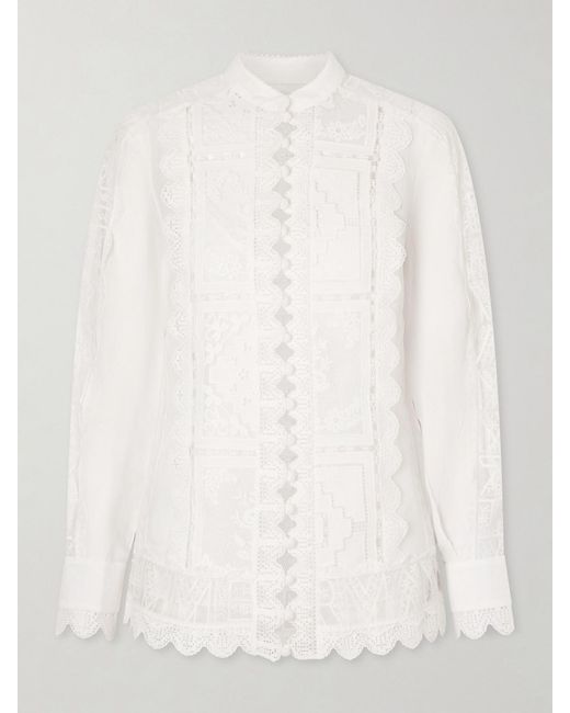 Zimmermann Natural Aster Embroidered Blouse