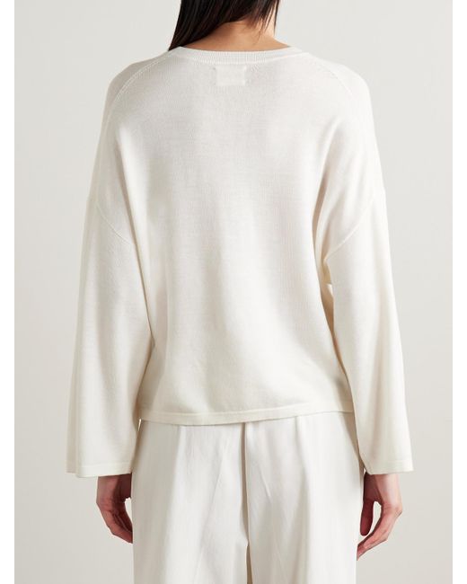 Khaite White Darcy Pullover Aus Merinowolle