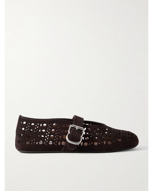 Alaïa White Perforated Suede Ballet Flats