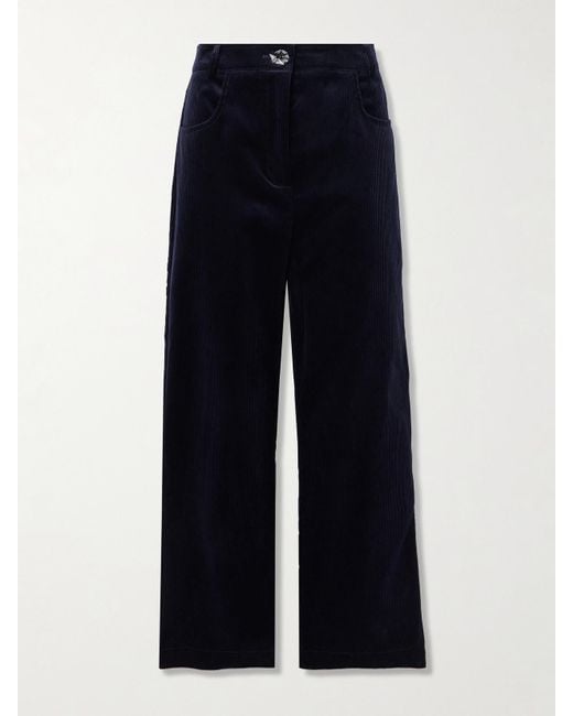 Violante Nessi Blue Rufino Cotton-Corduroy Straight-Leg Pants