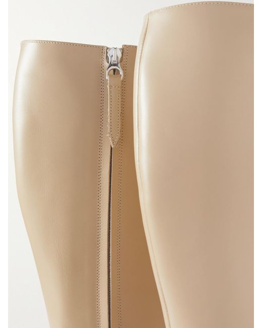 Aeyde White Esme Leather Knee Boots