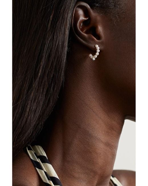 Mizuki Natural 14-Karat, Pearl And Diamond Hoop Earrings