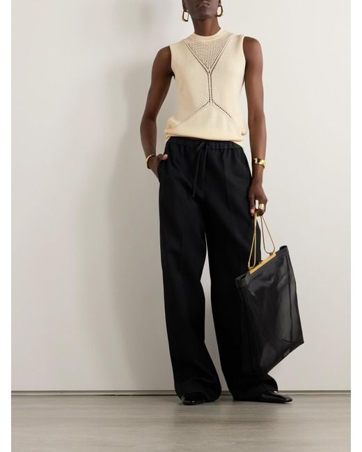 Jil Sander Natural Pointelle-Knit Wool And Cotton-Blend Top