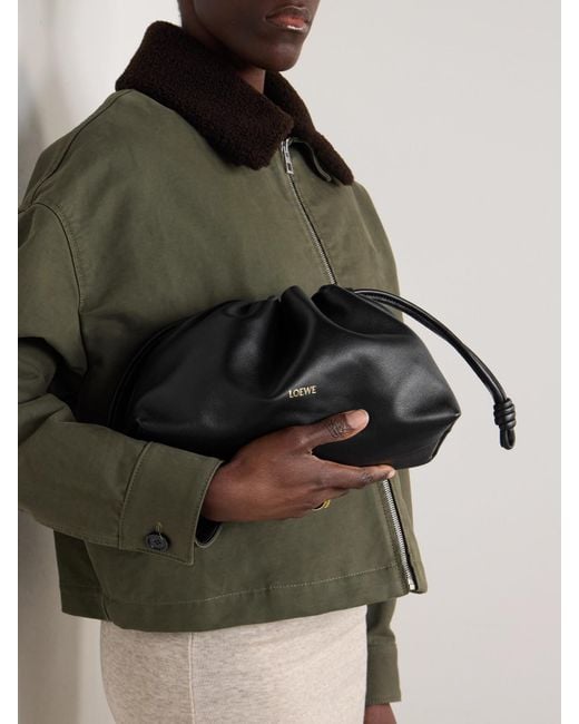 Loewe Black Flamenco Leather Clutch