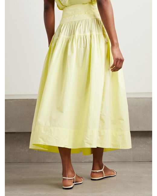 Ulla Johnson Yellow Angeline Midirock Aus Vorgewaschener Baumwollpopeline Mit Raffungen Zum Binden